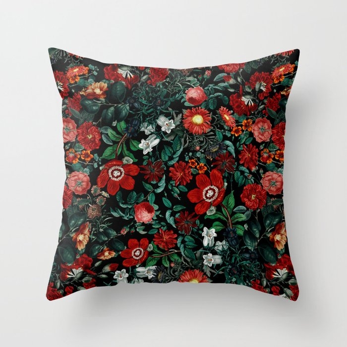 Night Garden Xxvi Couch Throw Pillow by Burcu Korkmazyurek - Cover (16" x 16") with pillow insert - Outdoor Pillow - Image 0