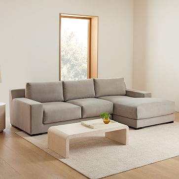 Dalton 121" Right 2-Piece Chaise Sectional, Deco Weave, Pearl Gray, Almond - Image 1
