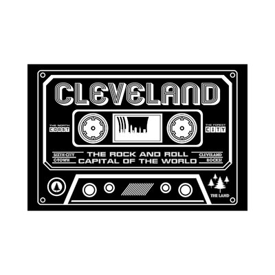 Cleveland Cassette - Dark Background by Benton Park Prints - Wrapped Canvas Gallery-Wrapped Canvas Giclée - Image 0