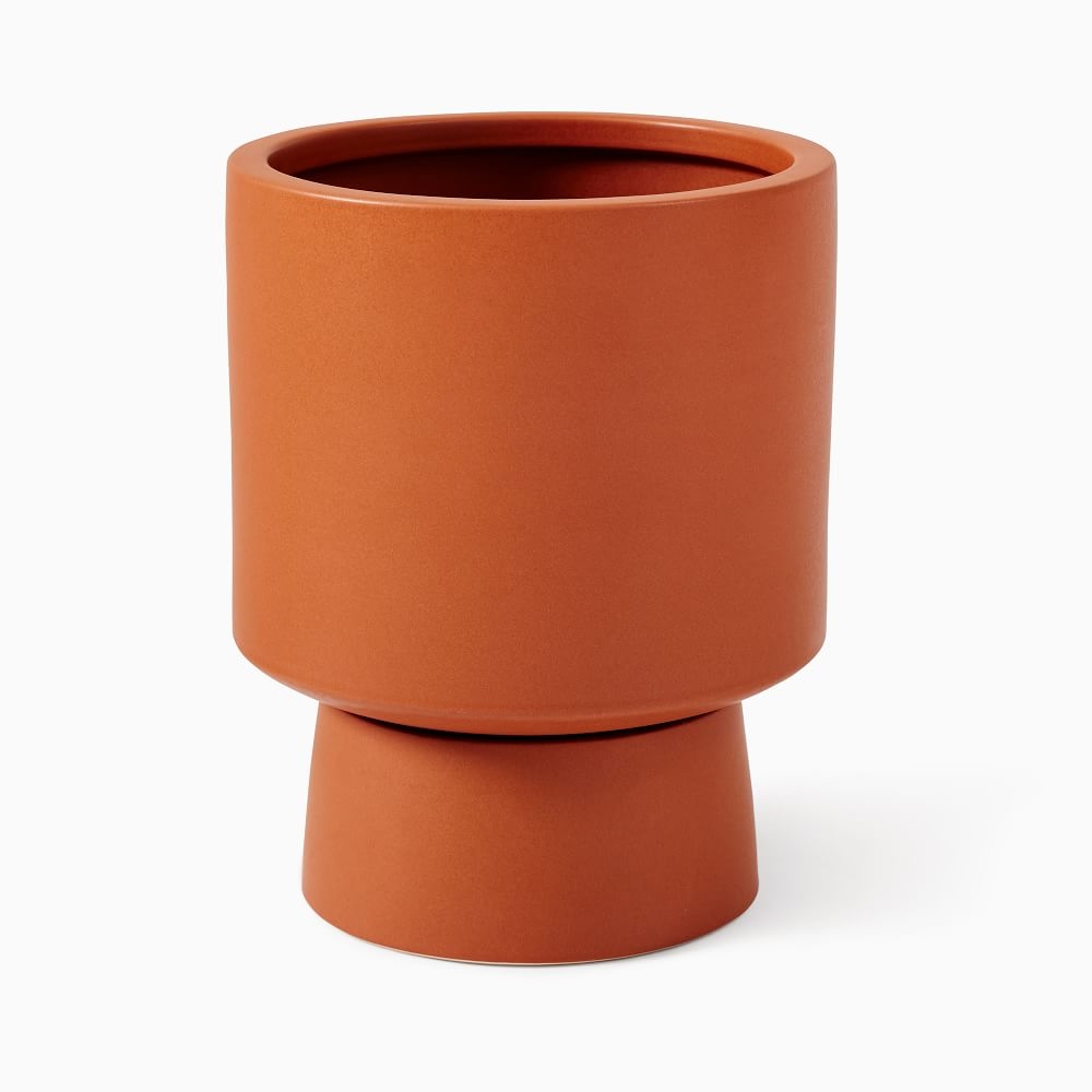 Bishop Pedestal Planters, Tall 13.5in, Terracotta - Image 0