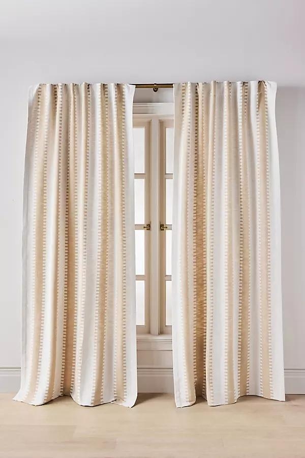 Cotton Jacquard Notched Striped Curtain - Image 0