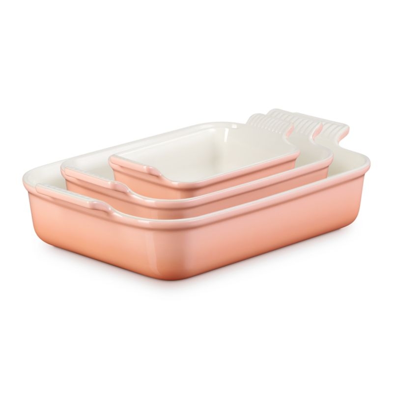 Le Creuset ® Heritage Peche Stoneware Rectangular Baking Dishes, Set of 3 - Image 1