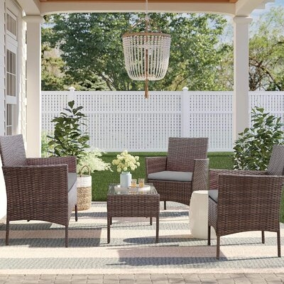 Donn 4 Piece Rattan Sofa Seating Group with Cushions - Image 0