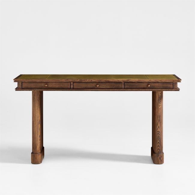 Jake Cocoa Leather and Elm Wood Desk with Drawers by Jake Arnold - Image 0