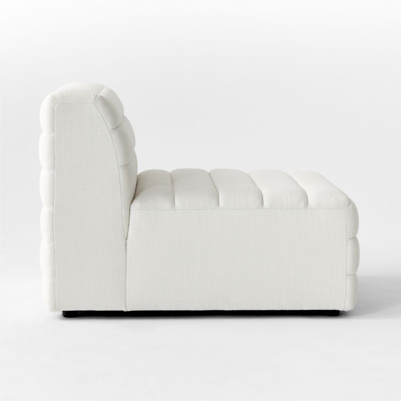 Strato Channeled Ivory Performance Fabric Armless Chair - Image 3