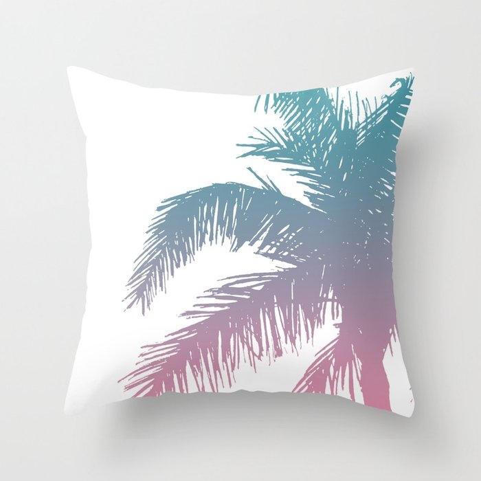 Palm Tree 07 (no.2) Throw Pillow by The Old Art Studio - Cover (16" x 16") With Pillow Insert - Outdoor Pillow - Image 0