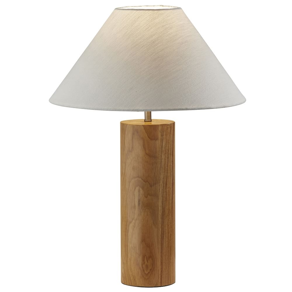 Modern Wood Column Table Lamp, Natural Oak Wood - Image 0