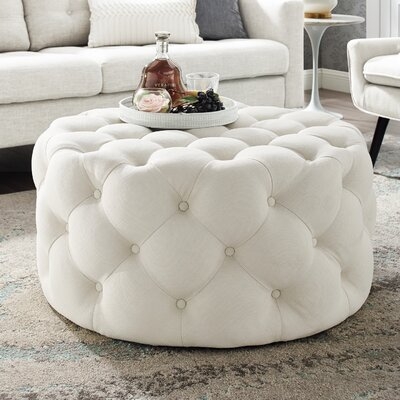 Mudge 33" Wide Tufted Round Cocktail Ottoman - Image 0
