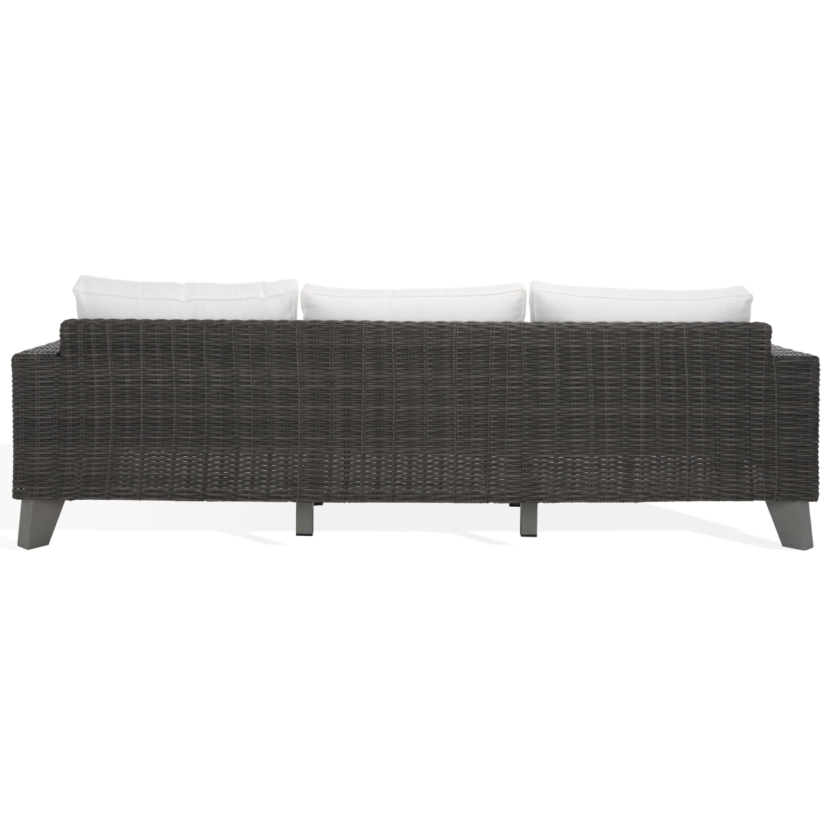 Margarita Wicker Patio Sofa - Dark Grey/White - Image 6