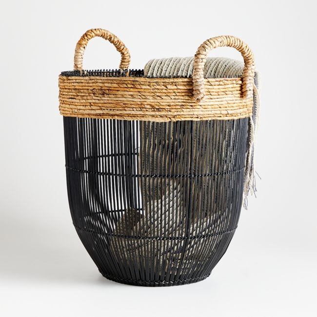 Malloe Tall Black Basket with Handles - Image 2