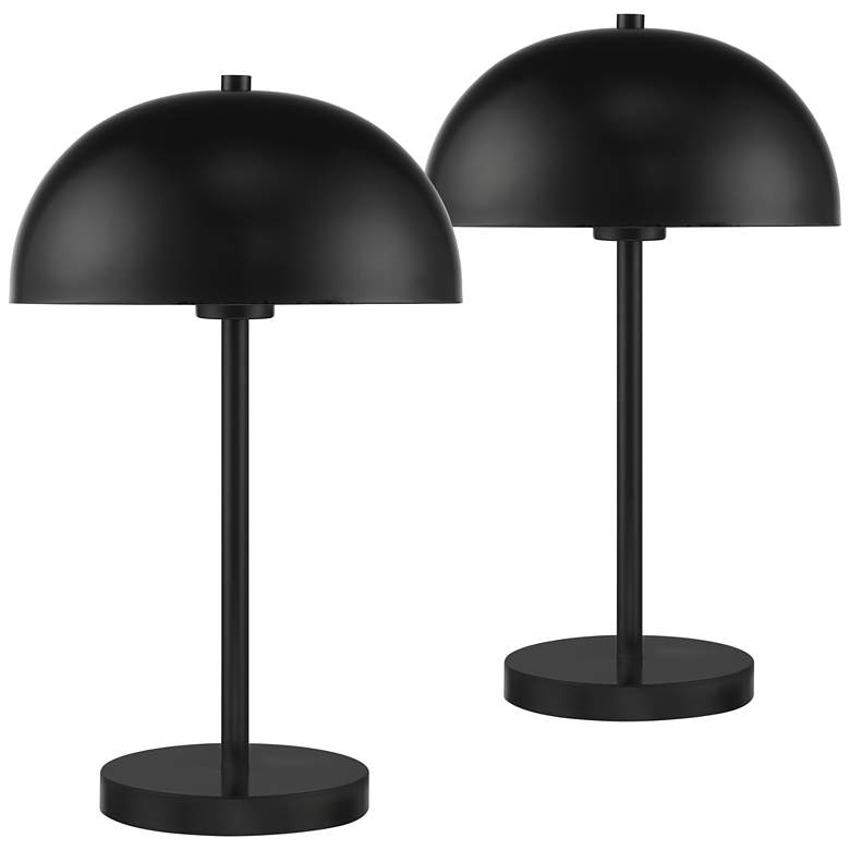 360 Lighting Rhys 19 1/2" Black Modern Dome Mushroom Lamps Set of 2 - Image 0