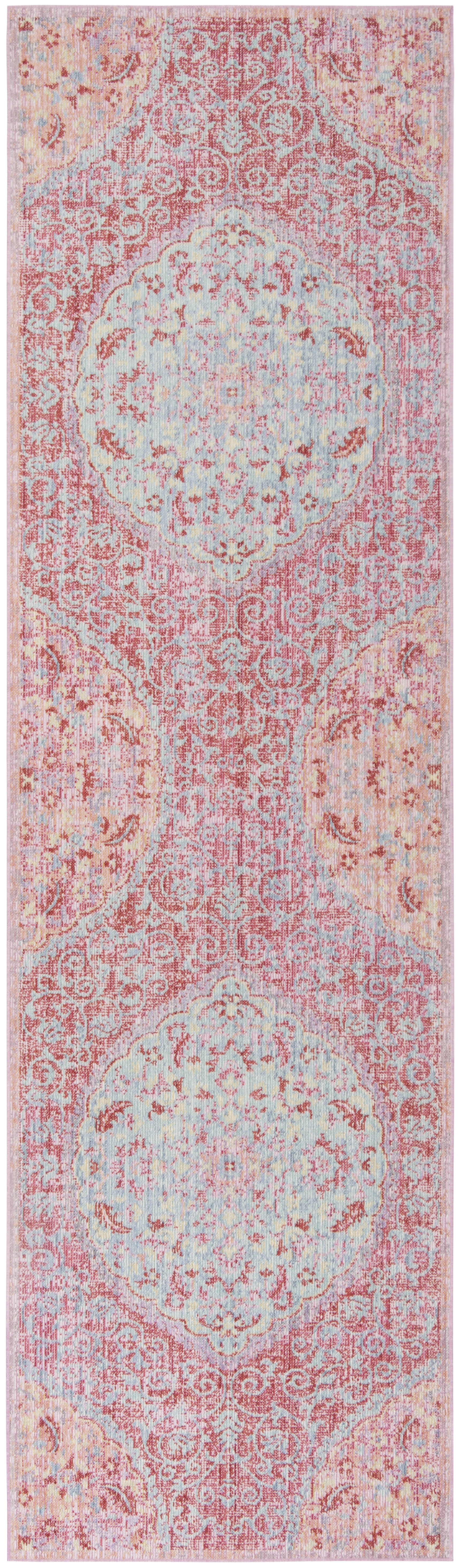 Arlo Home Woven Area Rug, WDS335A, Rose/Seafoam,  3' X 10' - Image 0