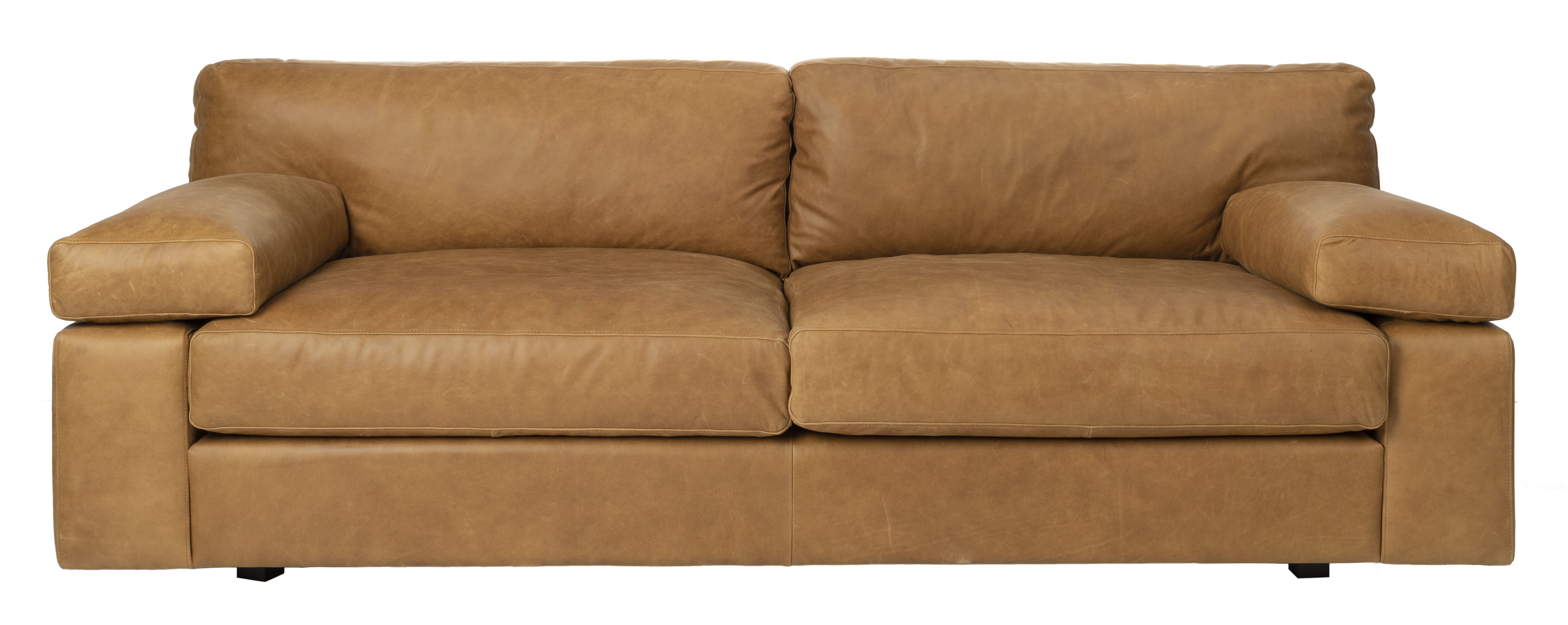 Sampson Italian Leather Sofa - Light Brown - Arlo Home - Image 1