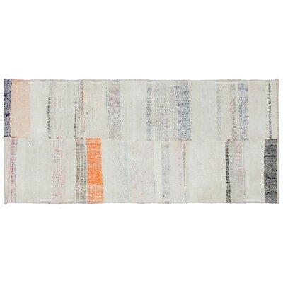 One-of-a-Kind Gueye Hand-Knotted Before 1900 Hemp Gray/Orange 2'10" x 6'4" Runner Area Rug - Image 0