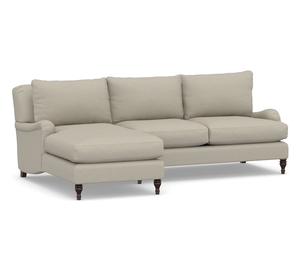 Carlisle Upholstered Right Arm Sofa with Chaise Sectional, Polyester Wrapped Cushions, Performance Boucle Fog - Image 0