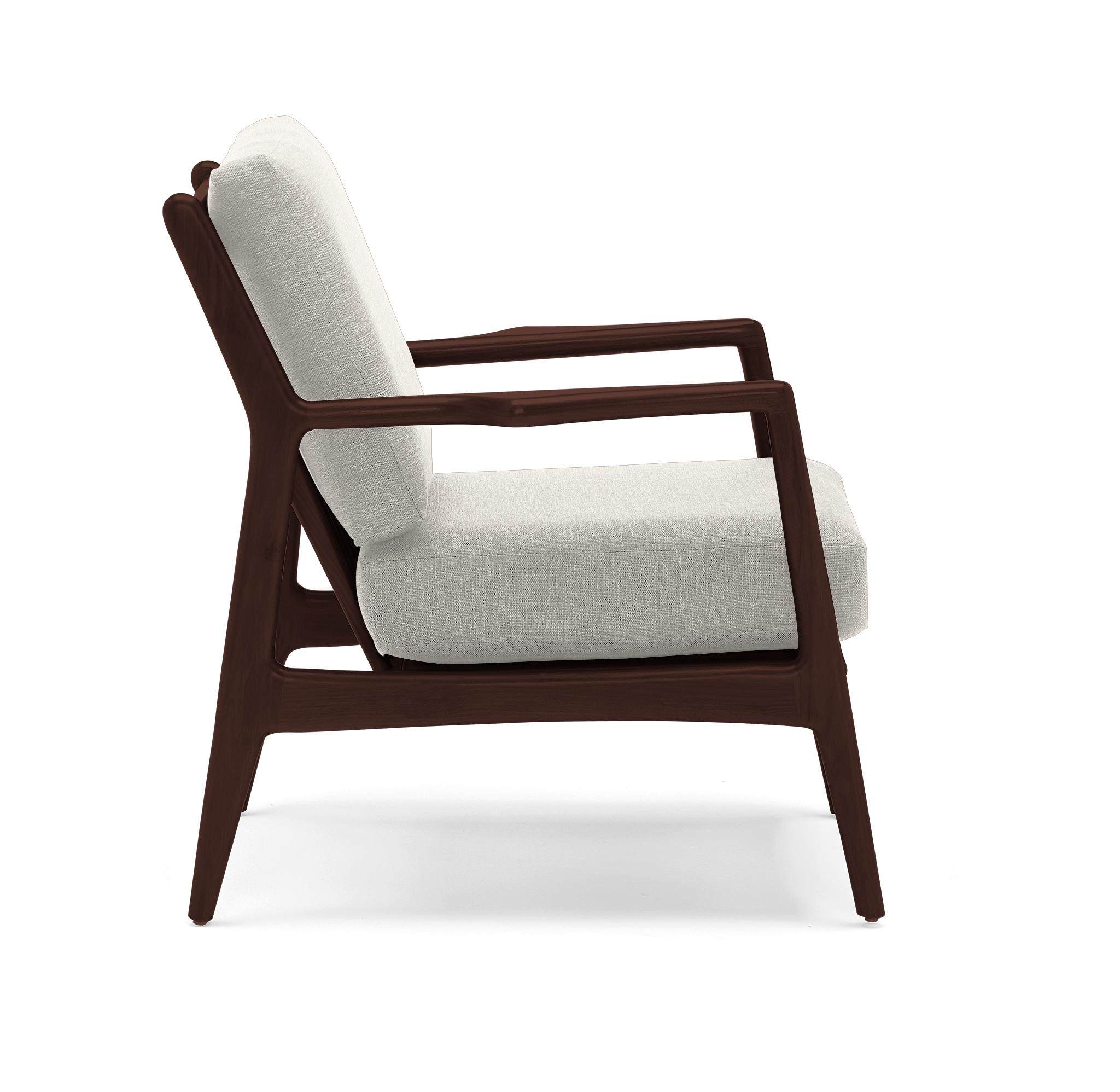 White Collins Mid Century Modern Chair - Bloke Cotton - Walnut - Image 2