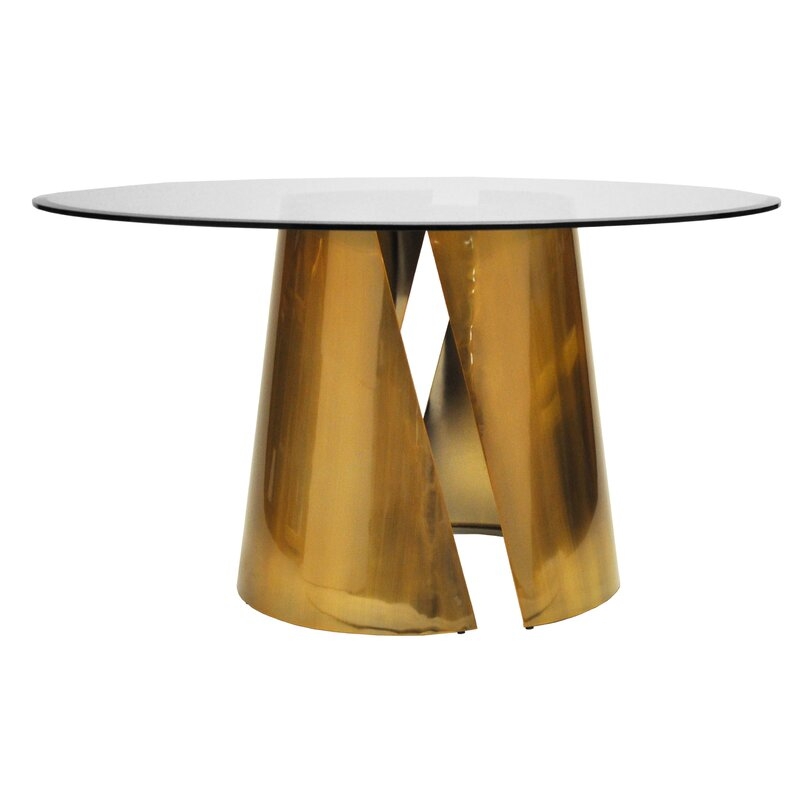 Worlds Away Dining Table Color: Antique Brass, Size: 30" H x 48" L x 48" W, Table Base Color: Antique Brass - Image 0