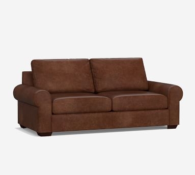 Big Sur Roll Arm Leather Grand Sofa 107", Down Blend Wrapped Cushions, Statesville Indigo - Image 3