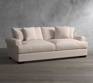 Sullivan Roll Arm Upholstered Deep Seat Grand Sofa 95", Down Blend Wrapped Cushions, Performance Brushed Basketweave Ivory - Image 2