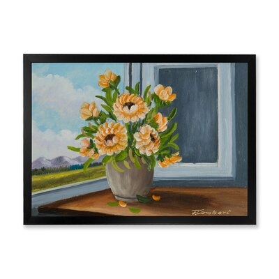 Still Life With Orange Flowers At The Window - Traditional Canvas Wall Art Print - Image 0