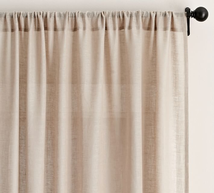 Belgian Linen Rod Pocket Sheer Curtain Made with Libeco(TM) Linen, 50 x 84", Flax - Image 1