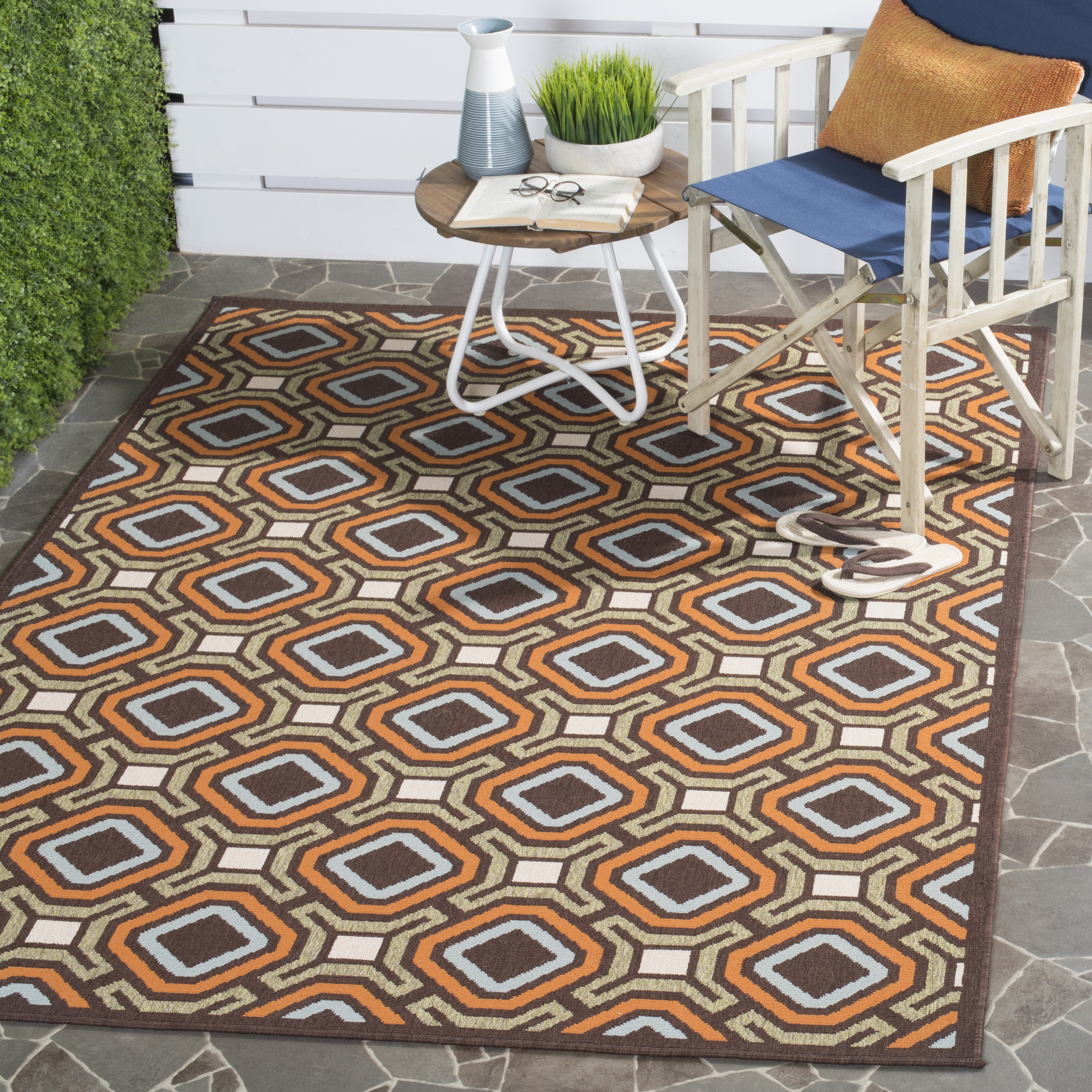 Arlo Home Indoor/Outdoor Woven Area Rug, VER089-0725, Chocolate/Terracotta,  5' 3" X 7' 7" - Image 1
