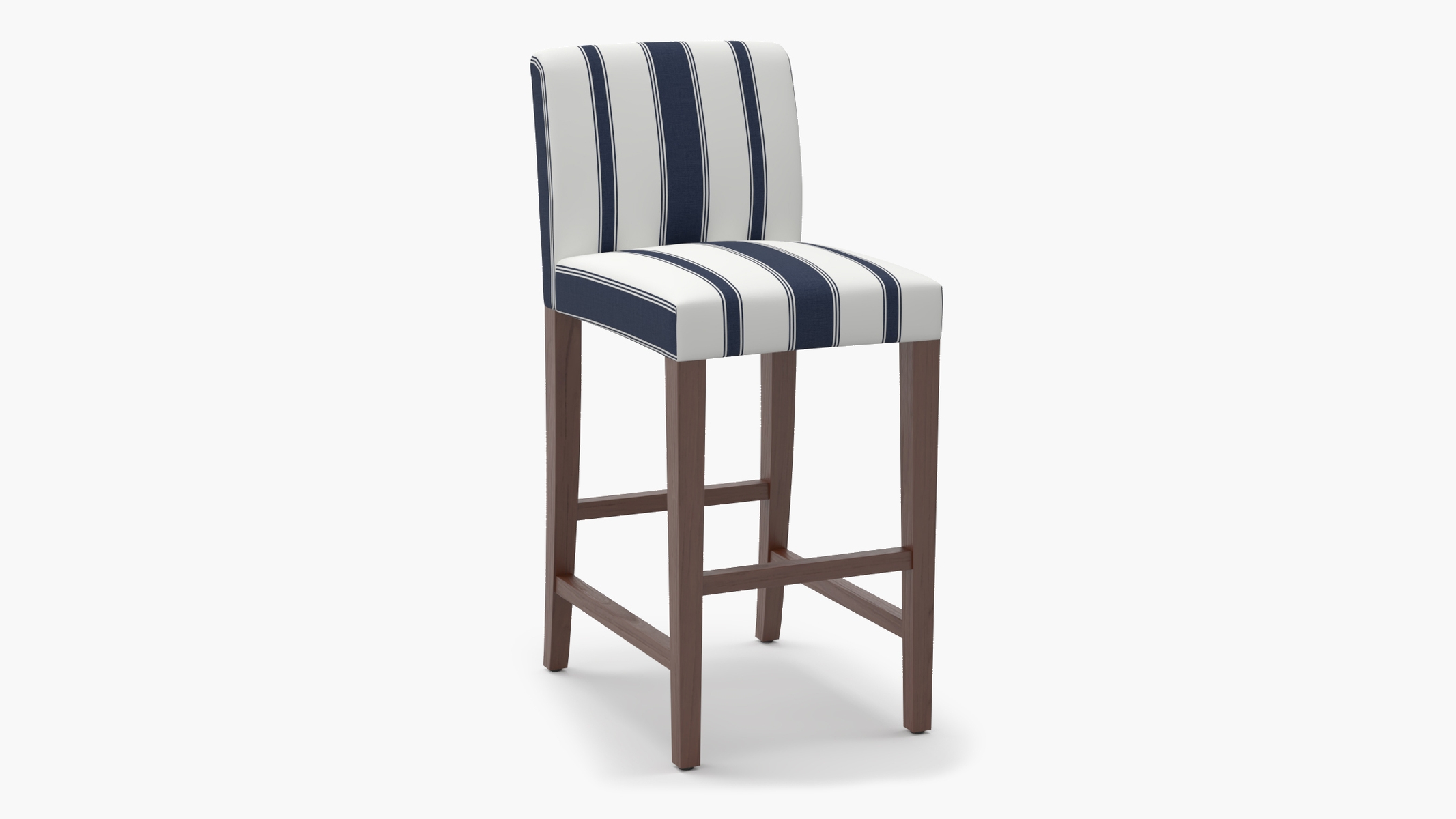 Signature Dining Bar Stool, Navy Clarence Stripe, Walnut Square Tapered Leg - Image 1