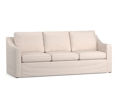 Cameron Slope Arm Slipcovered Sofa 86" 3-Seater, Polyester Wrapped Cushions, Performance Boucle Oatmeal - Image 3