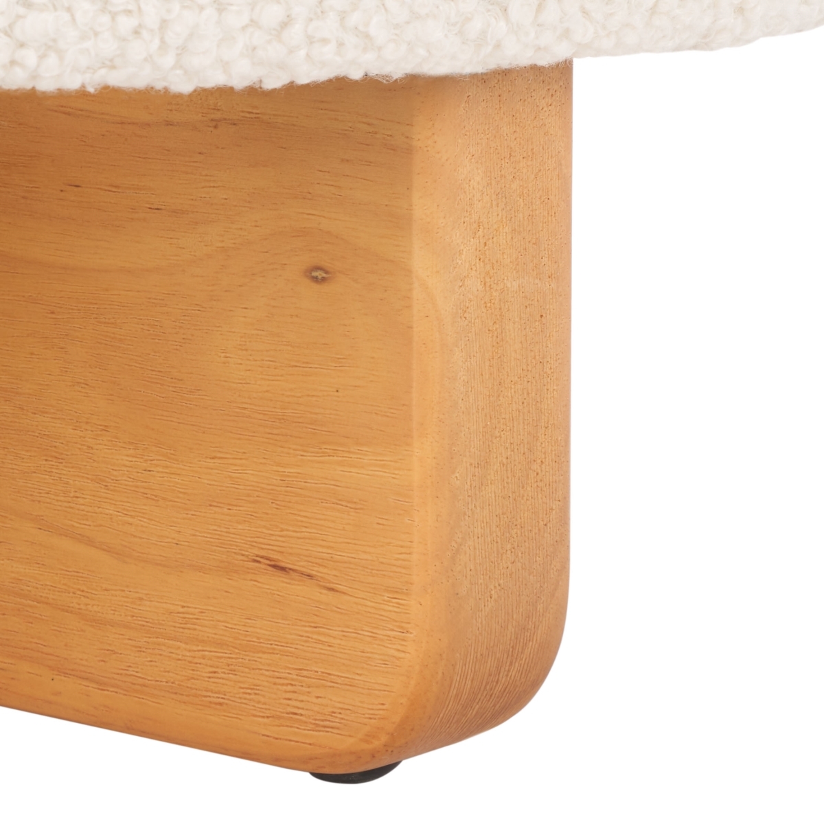 Riah Boucle Round Ottoman - Off White / Natural - Safavieh - Image 3