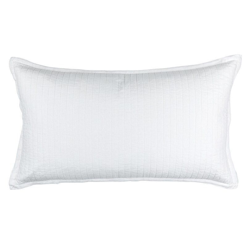 Lili Alessandra Tessa Linen Feathers Striped Lumbar Pillow - Image 0