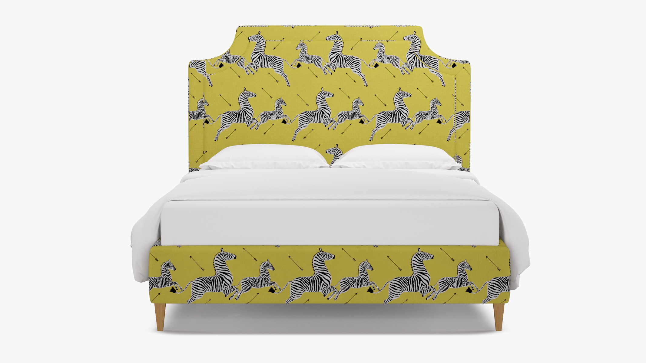 Deco Bed, Yellow Zebra, Natural Square Tapered Leg, Twin - Image 0