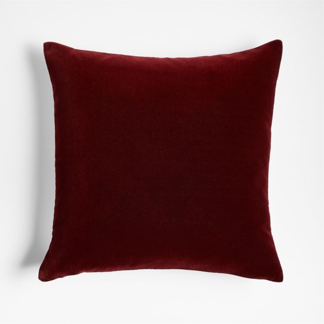 Faux Mohair Recycled 20x20 Brick Red Throw Pillow with Feather Insert - Image 0