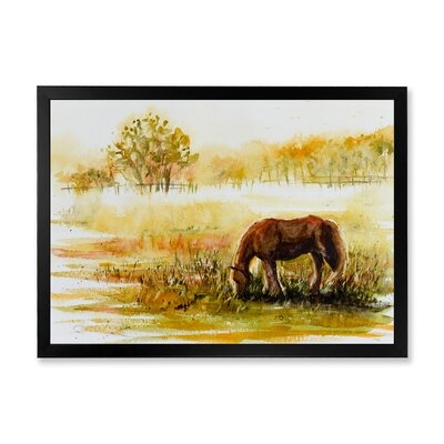 FDP35595_Horse Grazing On A Meadow - Farmhouse Canvas Wall Art Print - Image 0