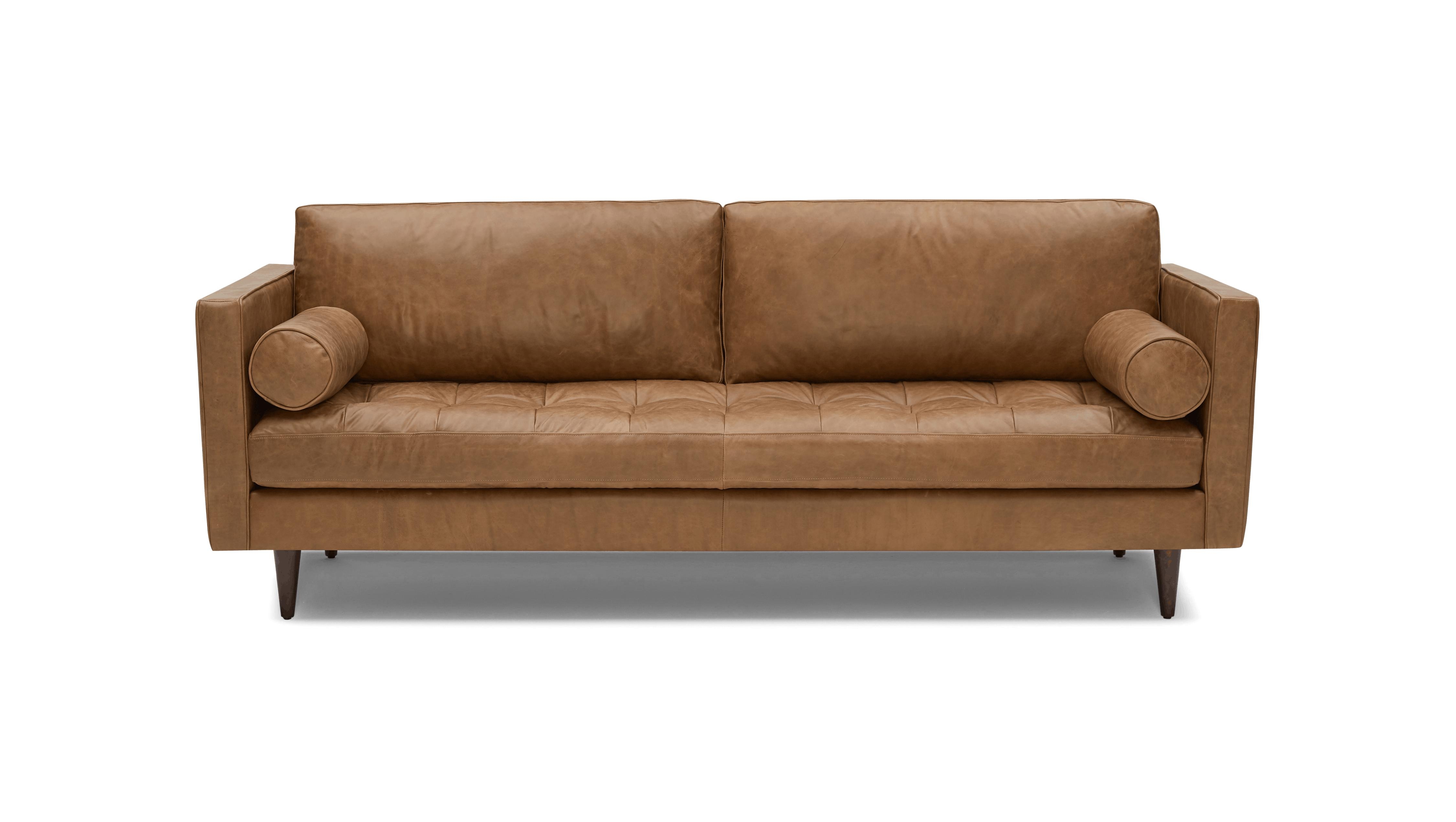 Brown Briar Mid Century Modern Leather Sofa - Santiago Ale - Mocha - Image 0