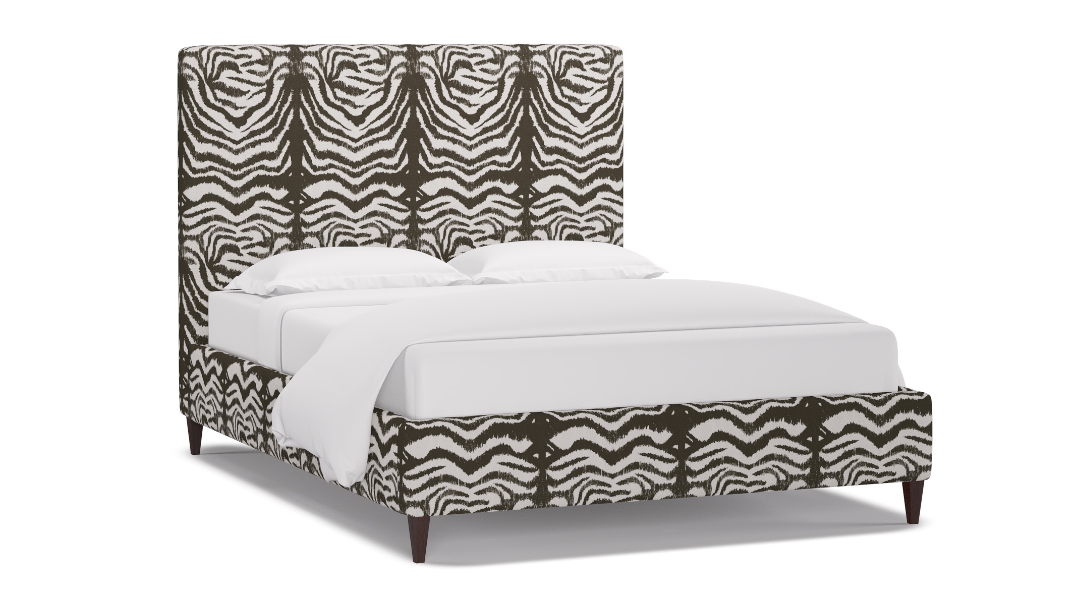 Classic Bed, Zebra, Espresso Square Tapered Leg, Twin - Image 1