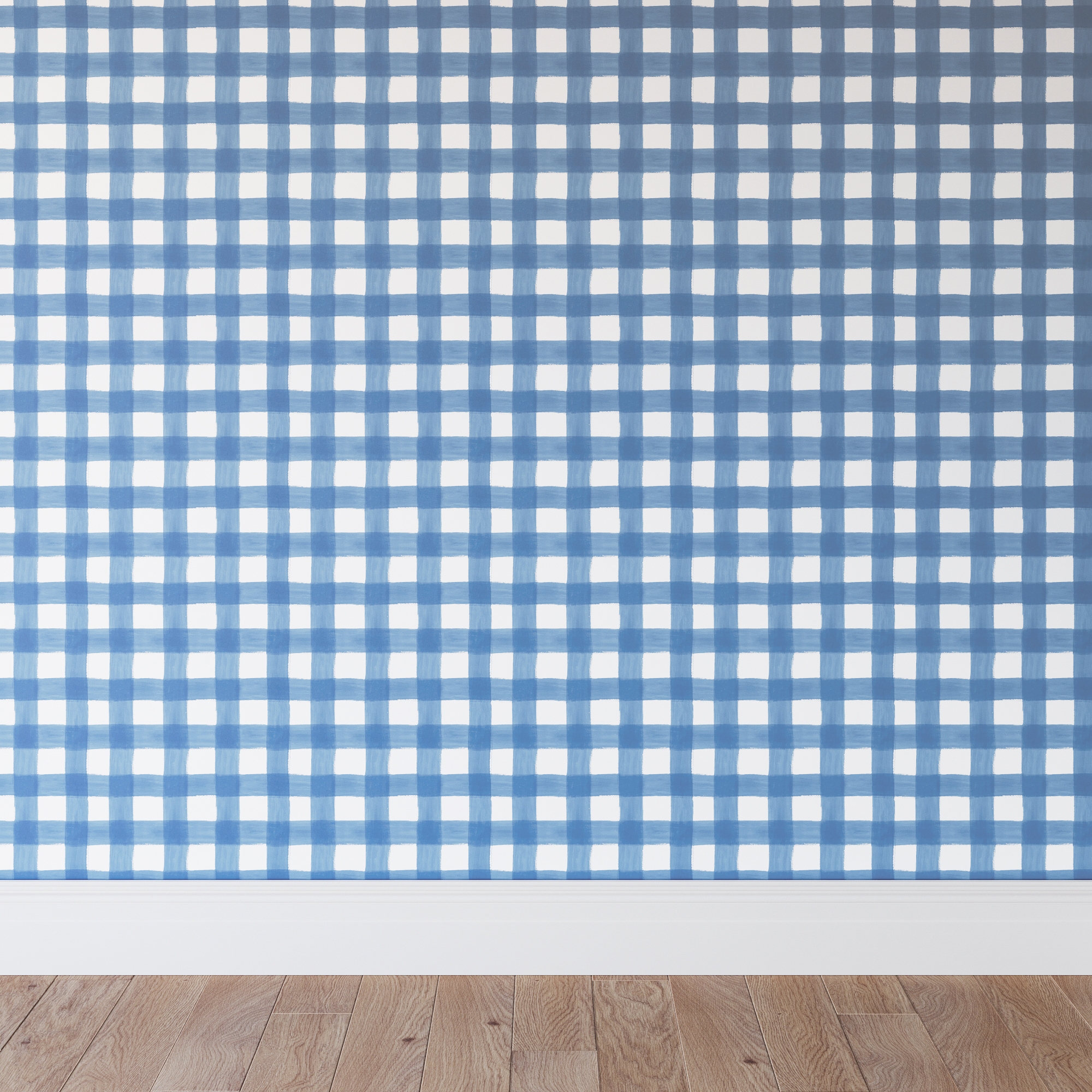 Peel and Stick Wallpaper Roll, French Blue Painted Check - Image 0