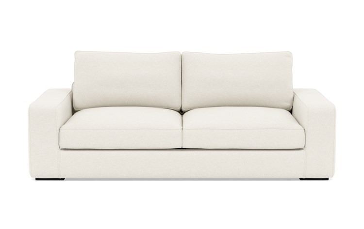 Ainsley Sofa with White Cirrus Fabric, down alt. cushions, and Matte Black legs - Image 0