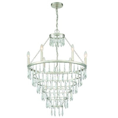 Higbee 6 - Light Unique/Statement Geometric Chandelier With Wrought Iron Accents - Image 0