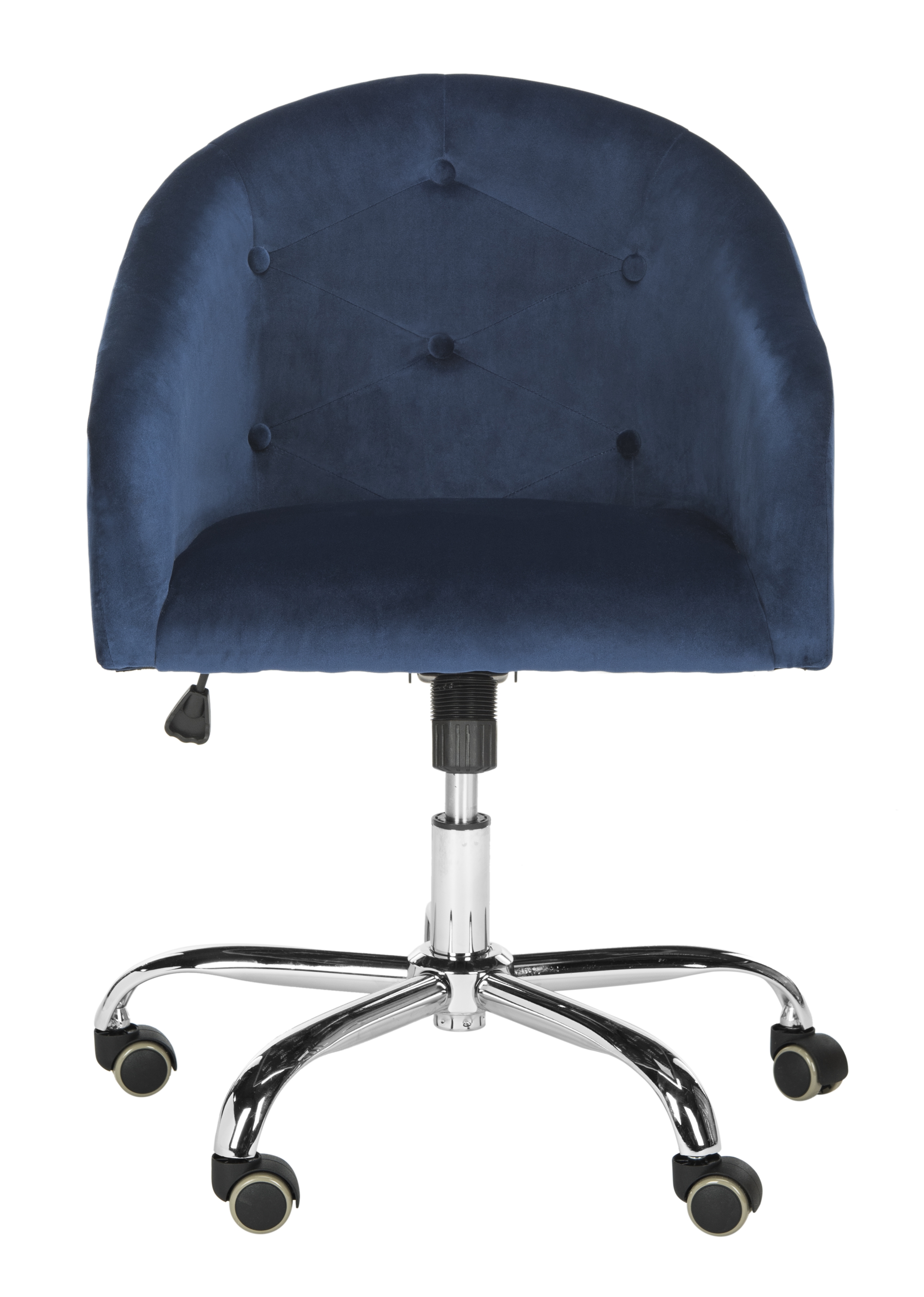 Amy Tufted Velvet Chrome Leg Swivel Office Chair - Navy/Chrome - Safavieh - Image 0