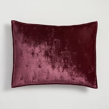 Lush Velvet Tack Stitch Quilt, King Sham Set, Plum - Image 0