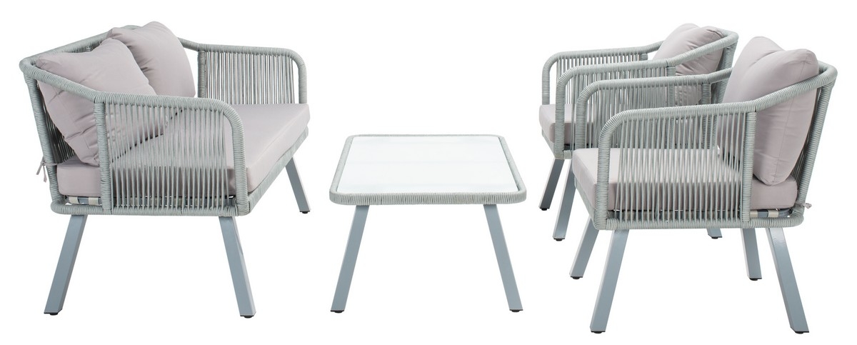 Torsla 4Pc Rope Living Set - Grey / Grey - Safavieh - Image 8