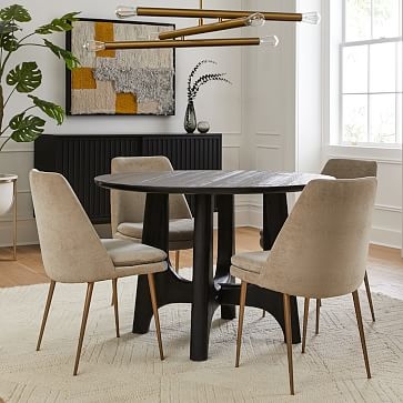 Tanner Round 44" Dining Table, Black, Black - Image 1