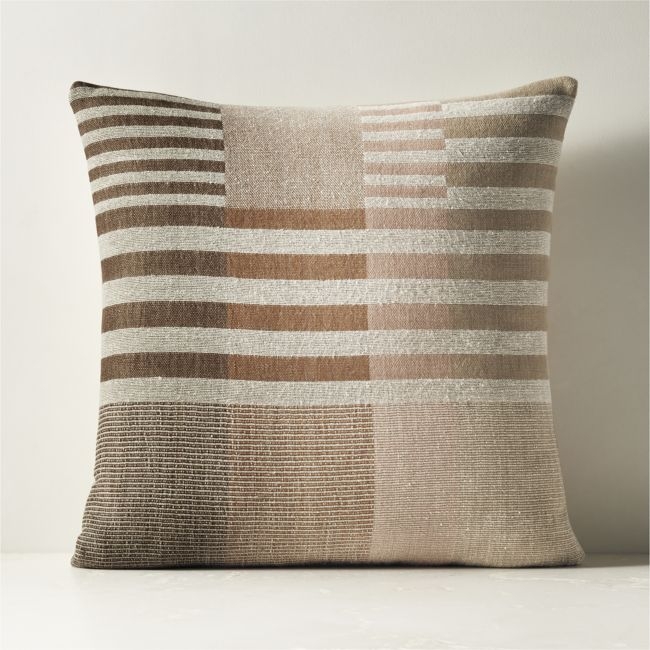 Reina Light Brown Silk and Wool Throw Pillow Cover 20"x20" - Image 0