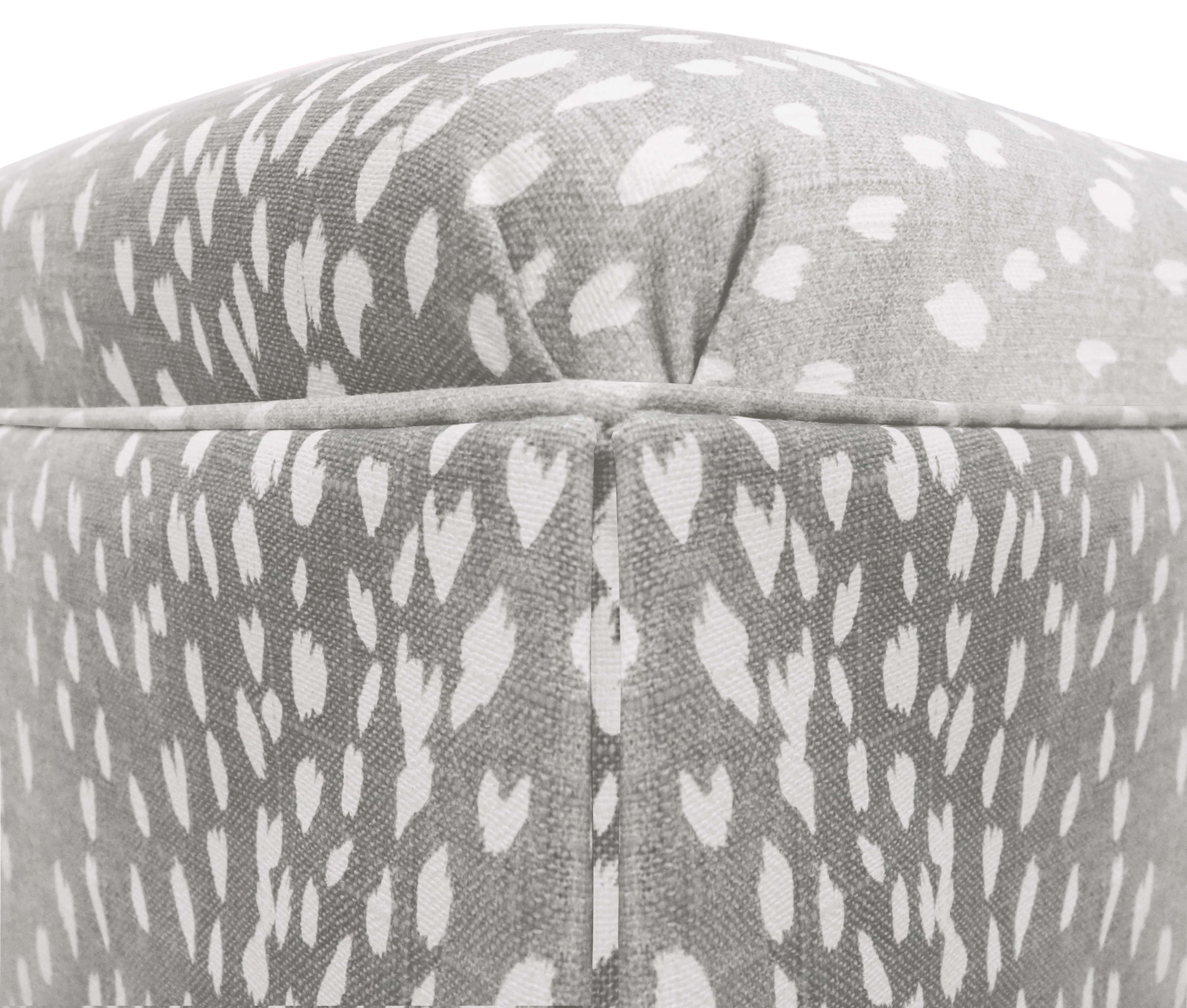 THE SKIRTED OTTOMAN :: ANTELOPE LINEN PRINT // GREY - BY THE YARD - Image 3