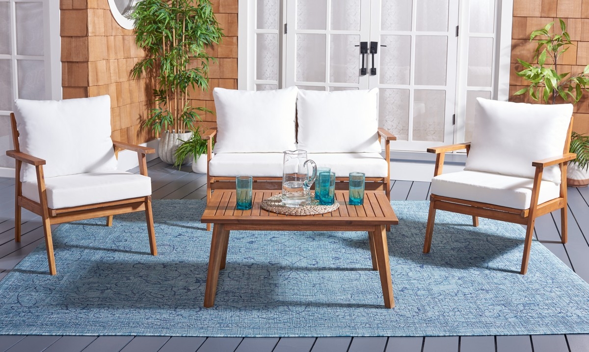 Castalia 4 Pc Outdoor Living Se - Natural/Beige - Safavieh - Image 1