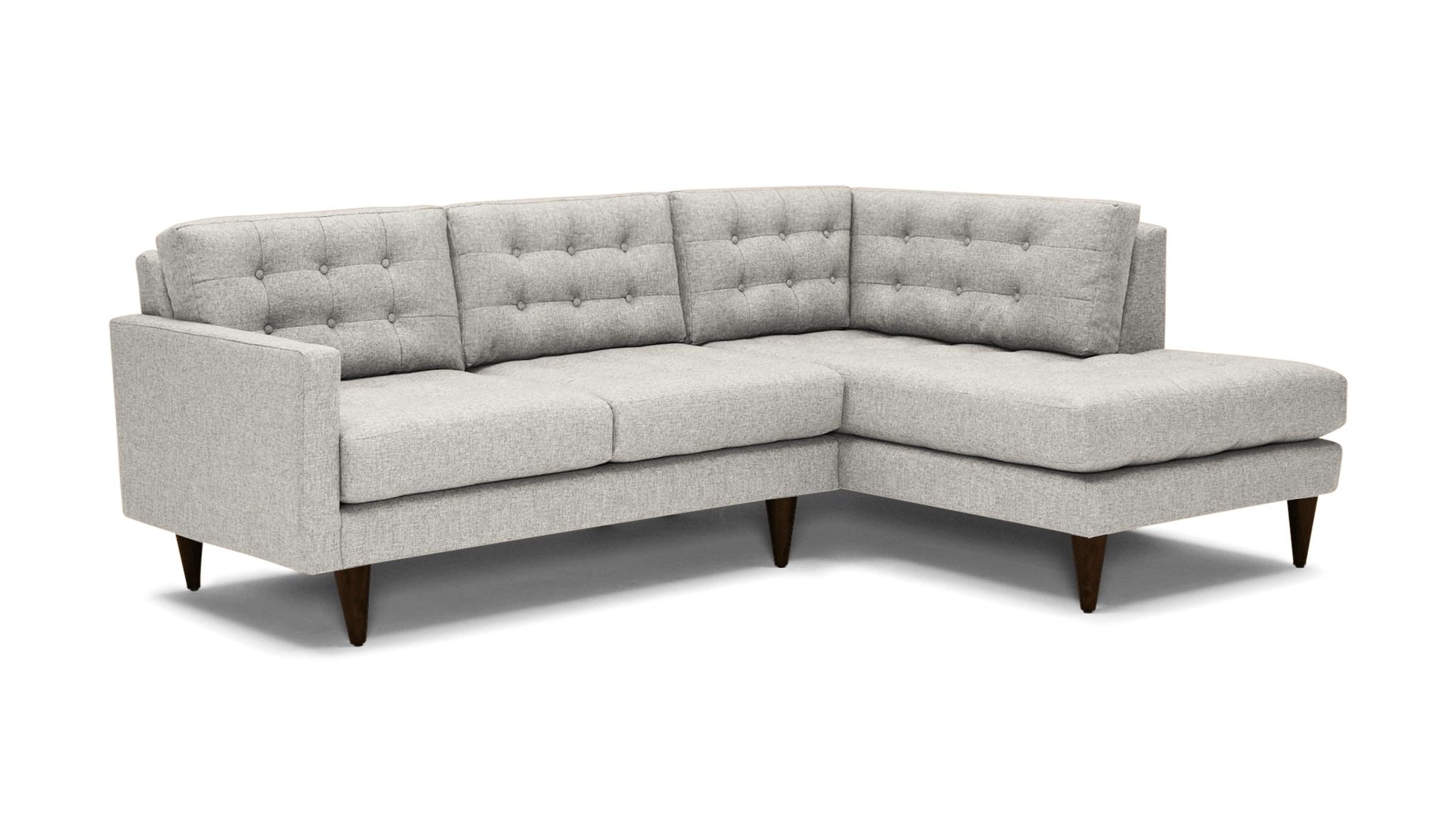 White Eliot Mid Century Modern Apartment Sectional with Bumper - Tussah Snow - Mocha - Right  - Image 0