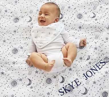 Oversized Muslin Skye Baby Blanket, 47x47 in, Grey Multi - Image 1