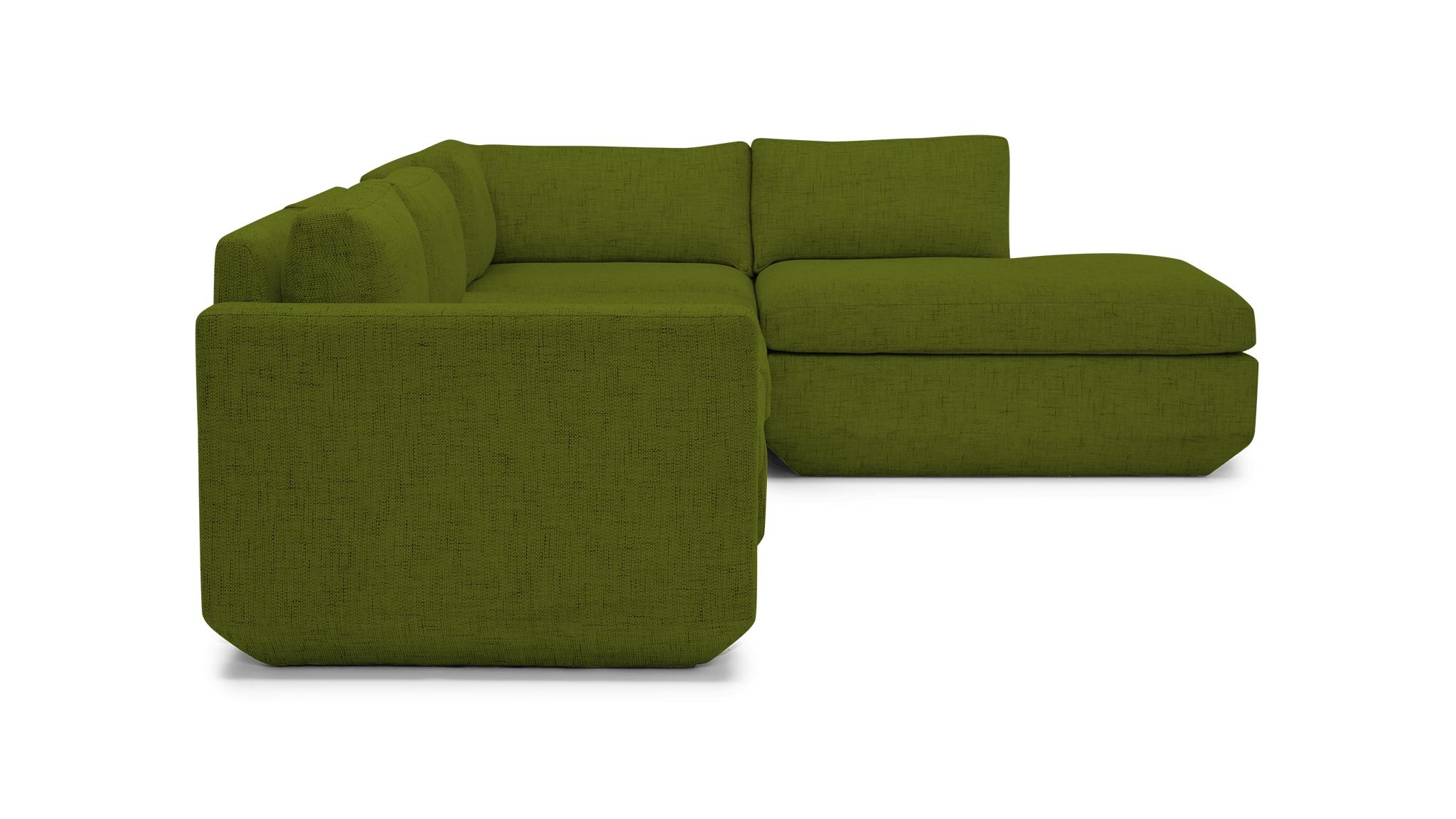 Green Antony Mid Century Modern Modular Sectional with Ottoman (5 piece) - Royale Apple - Right - Image 2