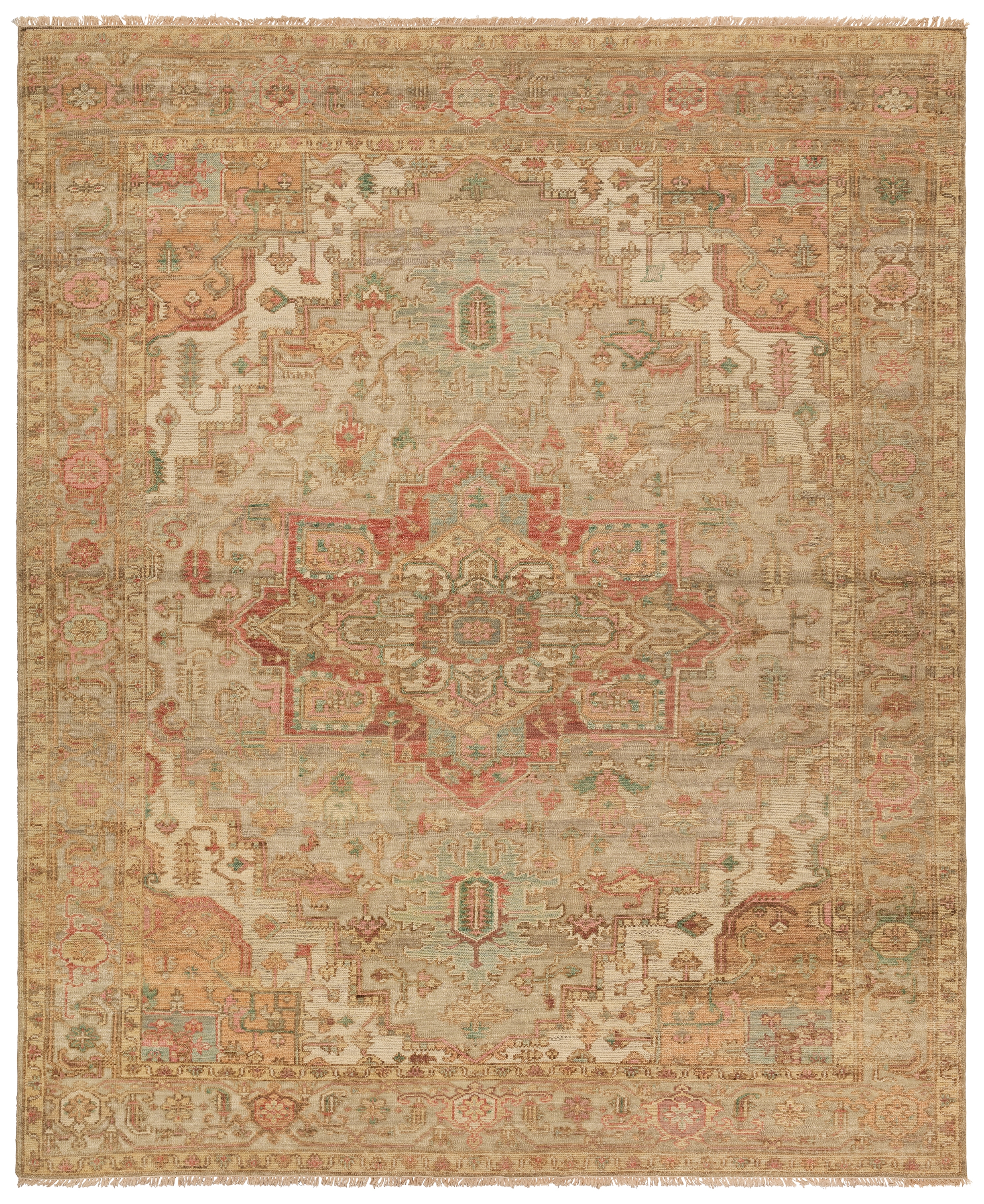 Cecilia CIC02 Handknotted Traditional Multicolor and Tan Area Rug (9'x12') - Image 0