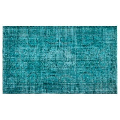 One-of-a-Kind Hand-Knotted 1960s Turkish Turquoise 5'4" x 8'11" Area Rug - Image 0